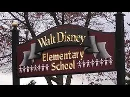 Walt Disney Elementary School sign, symbolizing Walt Disney's lasting influence on education and lifelong learning